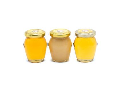 Medové trio = květový med + pastovaný med + květový med